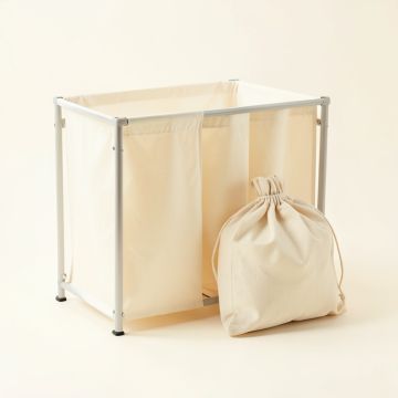 Meadow Bluff Laundry Sorting Station With Plain Removable Bags - Ivory (synthetic illustration; no displayed measurements)