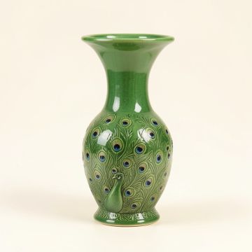 Resa Majolica Style Peacock Table Vase (synthetic illustration; no displayed measurements)