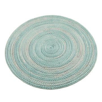Traci Ombre Braided Cotton Aqua Area Rug
