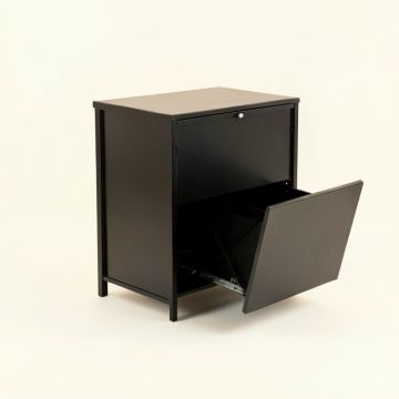 Olive Crest Freestanding Pull-Out Hamper Cabinet - Black (synthetic illustration; no displayed measurements)