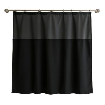 Brook Bluff Shower Curtain Hanging Flat From A Plain Rod - Black