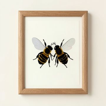 Two Bees Framed Painting Print On Gallery Wrapped Canvas (synthetic illustration; no displayed measurements)