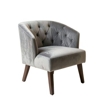 Anasophia Tufted Velvet Upholstered Side Chair In Gray