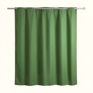 Aspen Edge Shower Curtain Hanging Flat From A Plain Rod - Green (synthetic illustration; no displayed measurements)