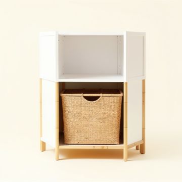 Rowan Crest Freestanding Pull-Out Hamper Cabinet - White (synthetic illustration; no displayed measurements)