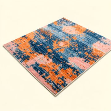 Hillsby Abstract Blue/Orange/Pink Area Rug (synthetic illustration; no displayed measurements)