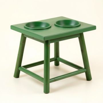 Ash Canyon Pet Feeding Stand With Two Plain Empty Bowls - Green (synthetic illustration; no displayed measurements)
