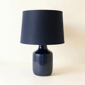 Lake Dale Table Lamp With A Plain Fabric Shade - Navy (synthetic illustration; no displayed measurements)