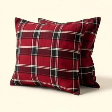 Rustic Patch Plaid Cotton Blend Flannel Pillowcase (synthetic illustration; no displayed measurements)
