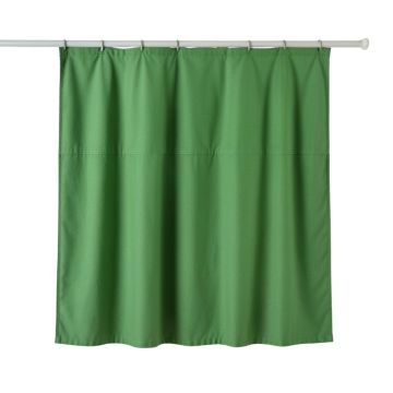 Glen Branch Shower Curtain Hanging Flat From A Plain Rod - Green
