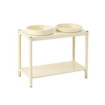 Fern Dale Pet Feeding Stand With Two Plain Empty Bowls - Cream
