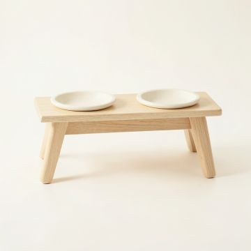 Oak Dale Pet Feeding Stand With Two Plain Empty Bowls - Ivory (synthetic illustration; no displayed measurements)