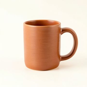 Pine Branch Ceramic Mug - Terracotta (synthetic illustration; no displayed measurements)
