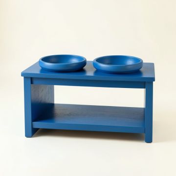 Harbor Falls Pet Feeding Stand With Two Plain Empty Bowls - Blue (synthetic illustration; no displayed measurements)