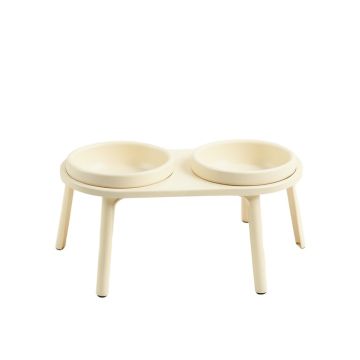 Shore Canyon Pet Feeding Stand With Two Plain Empty Bowls - Ivory
