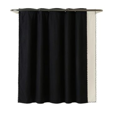 Vale Dell Shower Curtain Hanging Flat From A Plain Rod - Black