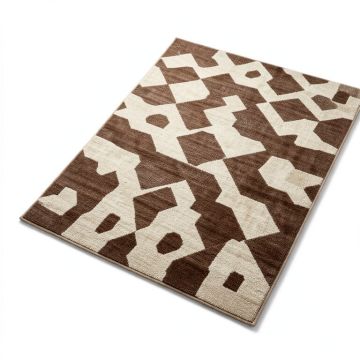 Yowell Geometric Tufted Wool Brown/Beige Area Rug (synthetic illustration; no displayed measurements)