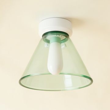 4.75 '' H Glass Bell Ceiling Fan Fitter Shade ( Screw On ) In White/Green (synthetic illustration; no displayed measurements)