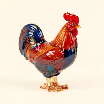 Art Glass Rooster Figurine (synthetic illustration; no displayed measurements)