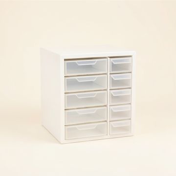 Slate Bend Small-Parts Storage Drawer Cabinet - White (synthetic illustration; no displayed measurements)
