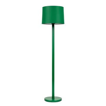 Ridge Arc Floor Lamp With A Plain Fabric Shade - Green
