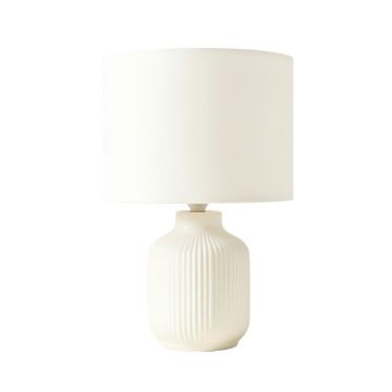 Heath Crest Table Lamp With A Plain Fabric Shade - White