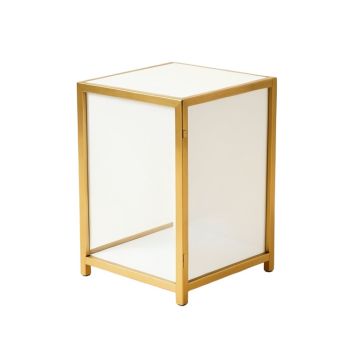 Albertville Metal Nightstand In White/Gold