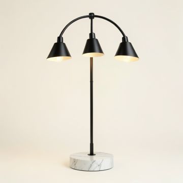 Brightech Trilage Arc Floor Lamp W/Marble Base - 3 Lights Hanging Over (synthetic illustration; no displayed measurements)