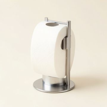 Heavy Duty Plated Steel Free Standing Toilet Paper Holder (synthetic illustration; no displayed measurements)