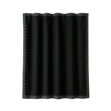 Slate Dale Shower Curtain Hanging Flat From A Plain Rod - Black