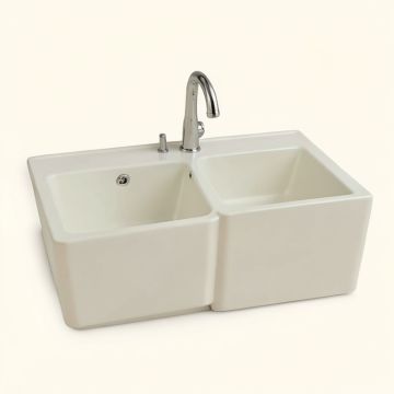 Double Basin 30 '' L X 22 '' W Farmhouse/Apron Kitchen Sink (synthetic illustration; no displayed measurements)
