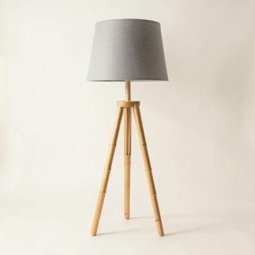 Hazel Crest Floor Lamp With A Plain Fabric Shade - Gray (synthetic illustration; no displayed measurements)