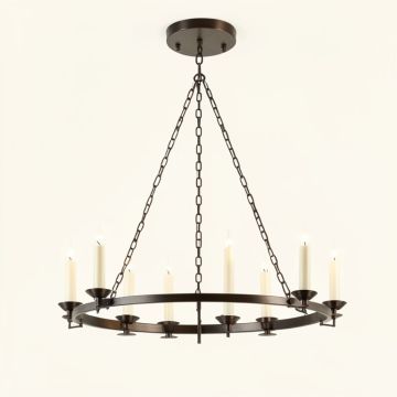 Natal 8 - Light Candle Style Wagon Wheel Chandelier (synthetic illustration; no displayed measurements)