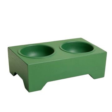Glen Crest Pet Feeding Stand With Two Plain Empty Bowls - Green