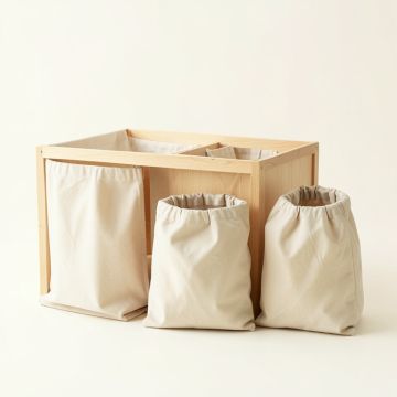 Elm Bridge Laundry Sorting Station With Plain Removable Bags - Beige (synthetic illustration; no displayed measurements)