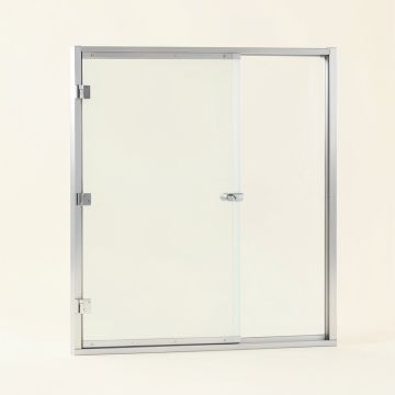 52 '' - 56 '' W X 78 '' H Single Sliding Frameless Tub Door (synthetic illustration; no displayed measurements)