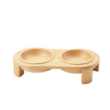 Fern Bluff Pet Feeding Stand With Two Plain Empty Bowls - Beige