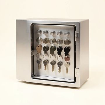 Locking Key Cabinet , 36-Key , Brushed Aluminum , 11 3/4 X 4 5/8 X 11 (synthetic illustration; no displayed measurements)