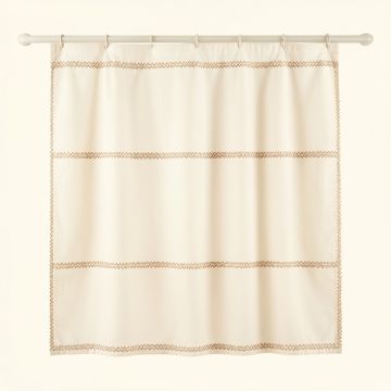 Dawn Falls Shower Curtain Hanging Flat From A Plain Rod - Ivory (synthetic illustration; no displayed measurements)