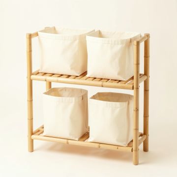 Wren Crest Laundry Sorting Station With Plain Removable Bags - Cream (synthetic illustration; no displayed measurements)