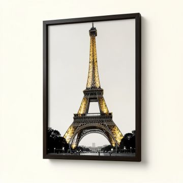 Paris Eiffel Tower Gold On Black And White Poster Gallery Graphic Art (synthetic illustration; no displayed measurements)