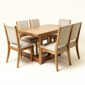 Ayeh 5 - Piece Rubberwood Solid Wood Dining Set (synthetic illustration; no displayed measurements)