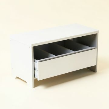 Shoe Storage Bench With Drawer And Open Compartments (synthetic illustration; no displayed measurements)
