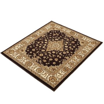 Runner Janis Damask Power Loom Dark Brown/Cream/Tan/Caramel Brown Rug