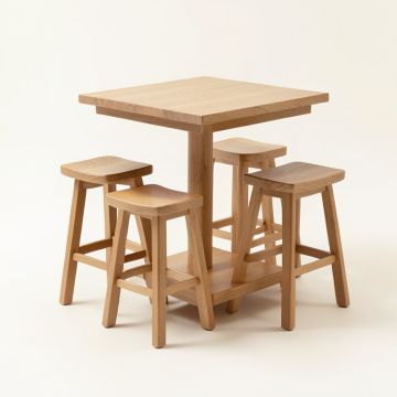 Dining Bar Table Set Counter Height With 4 Pub Stool (synthetic illustration; no displayed measurements)