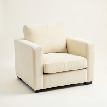 Spruce Arc Upholstered Armchair - Cream (synthetic illustration; no displayed measurements)