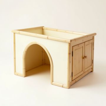 Olive Bend Empty Furniture-Style Litter Enclosure - Cream (synthetic illustration; no displayed measurements)