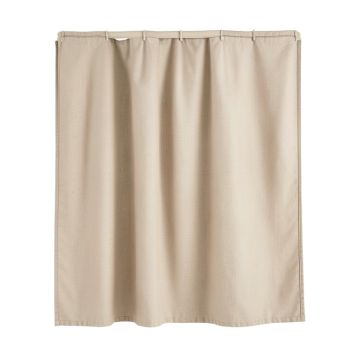 Juniper Bridge Shower Curtain Hanging Flat From A Plain Rod - Beige