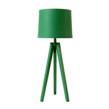 Pine Crossing Floor Lamp With A Plain Fabric Shade - Green