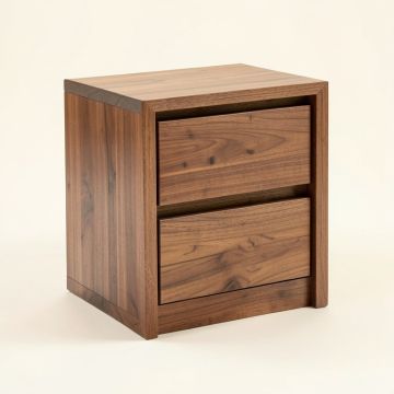 Colbey 2 - Drawer Solid Wood Nightstand In Walnut (synthetic illustration; no displayed measurements)